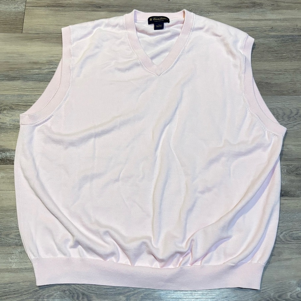 VTG brooks brothers preppy pink v neck pima cotton sweater vest men’s sz XXL